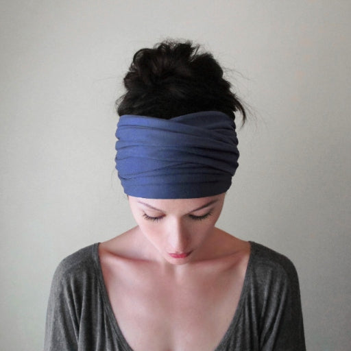 DARK PERIWINKLE BLUE Head Scarf