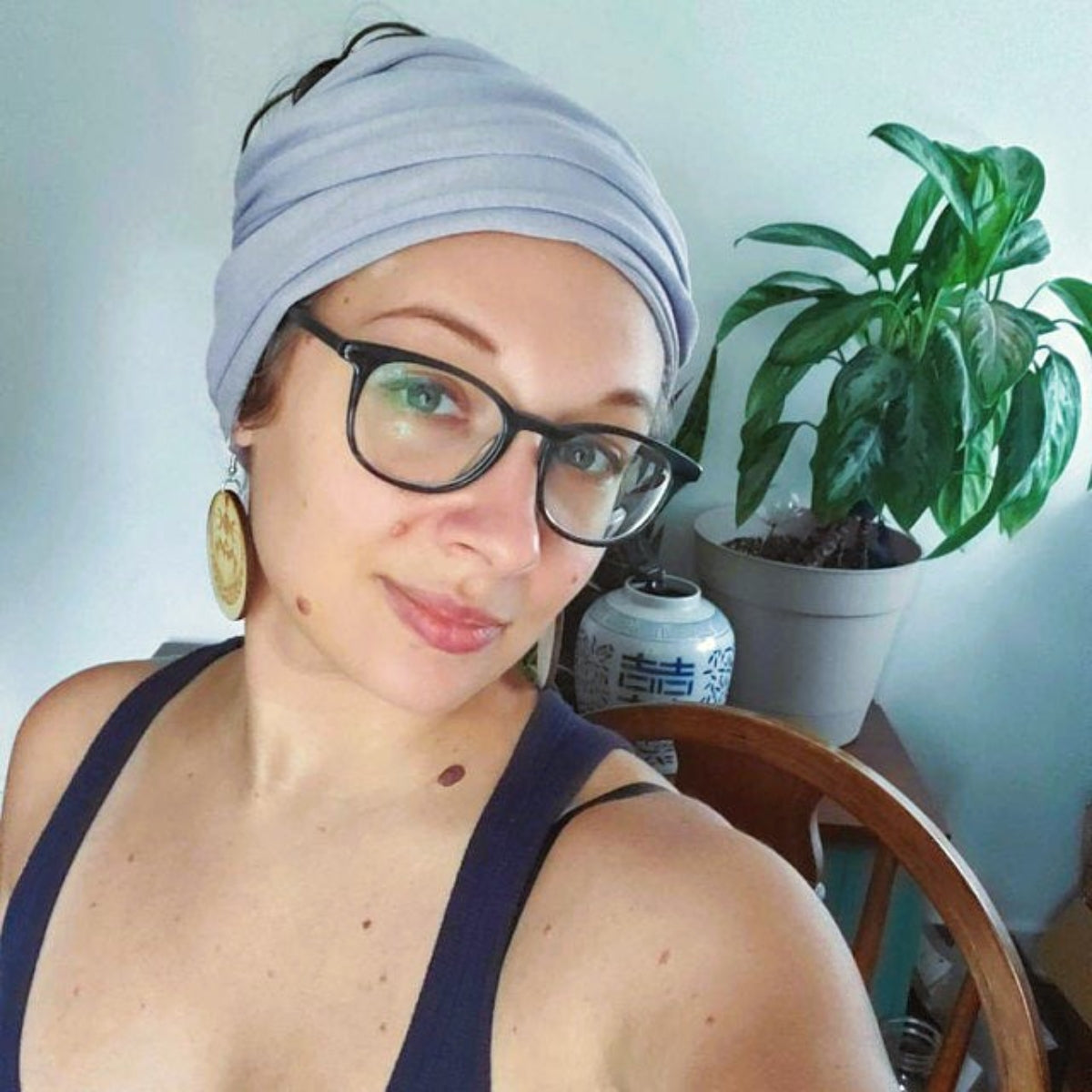 dusty blue head scarf by ecoshag