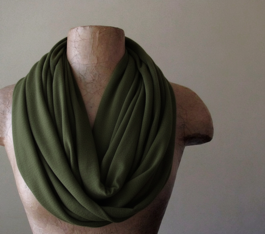 olive green infinity scarf by ecoshag