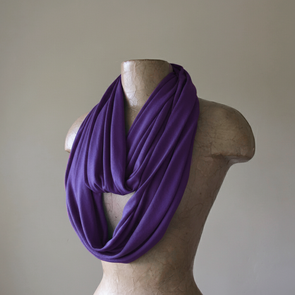 handmade amethyst purple infinity scarf by ecoshag