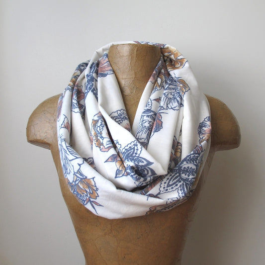 ivory floral scarf ecoshag