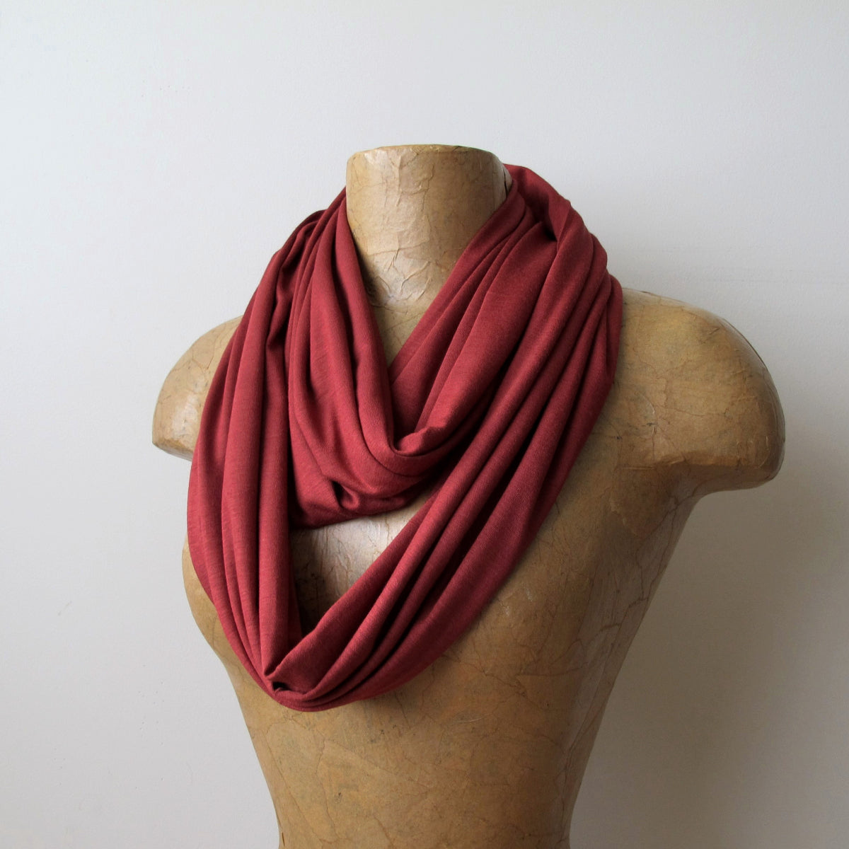rust red infinity scarf by ecoshag
