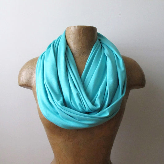 aqua blue jersey knit infinity scarf by ecoshag