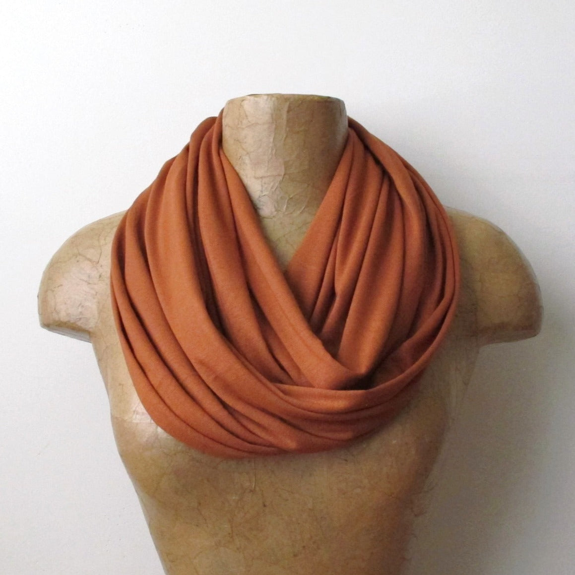 burnt orange infinity scarf by ecoshag