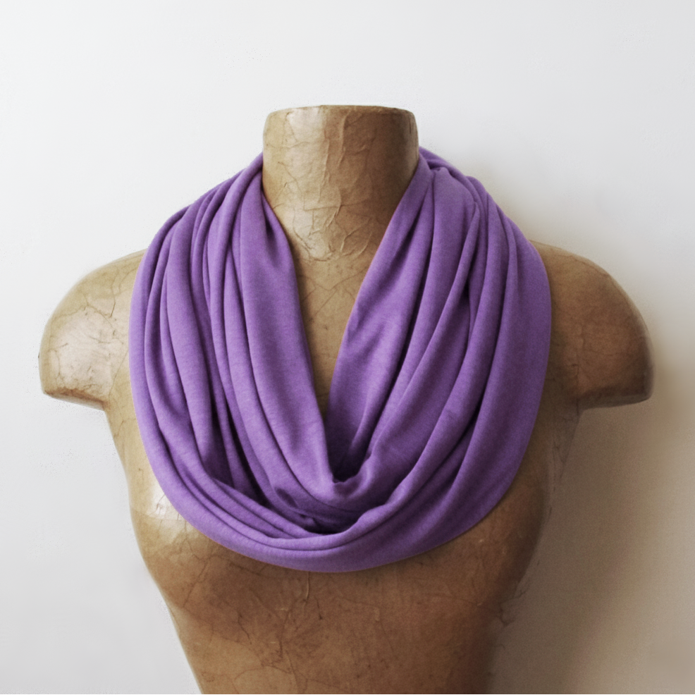 lavender purple jersey knit infinity scarf for women