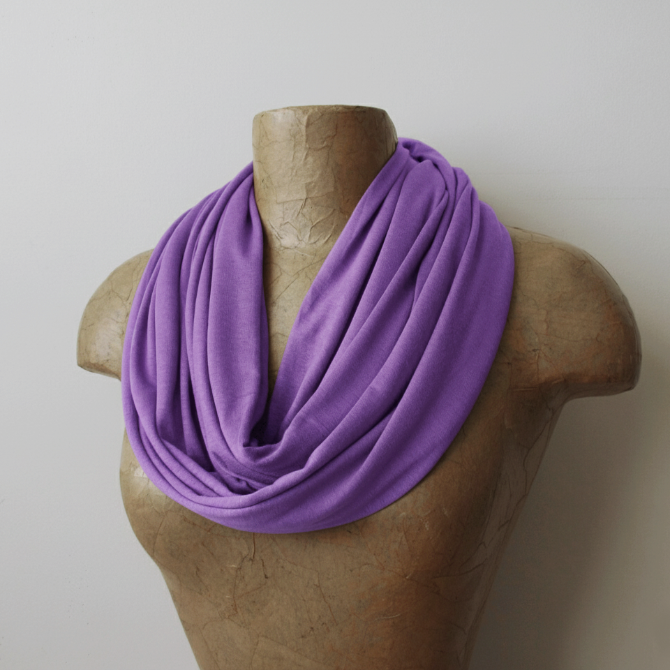 lavender purple jersey knit infinity scarf by ecoshag