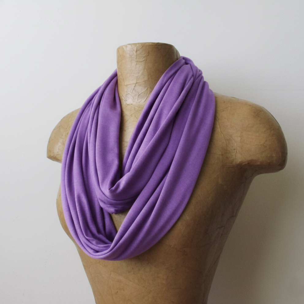 lavender purple jersey knit loop scarf by ecoshag