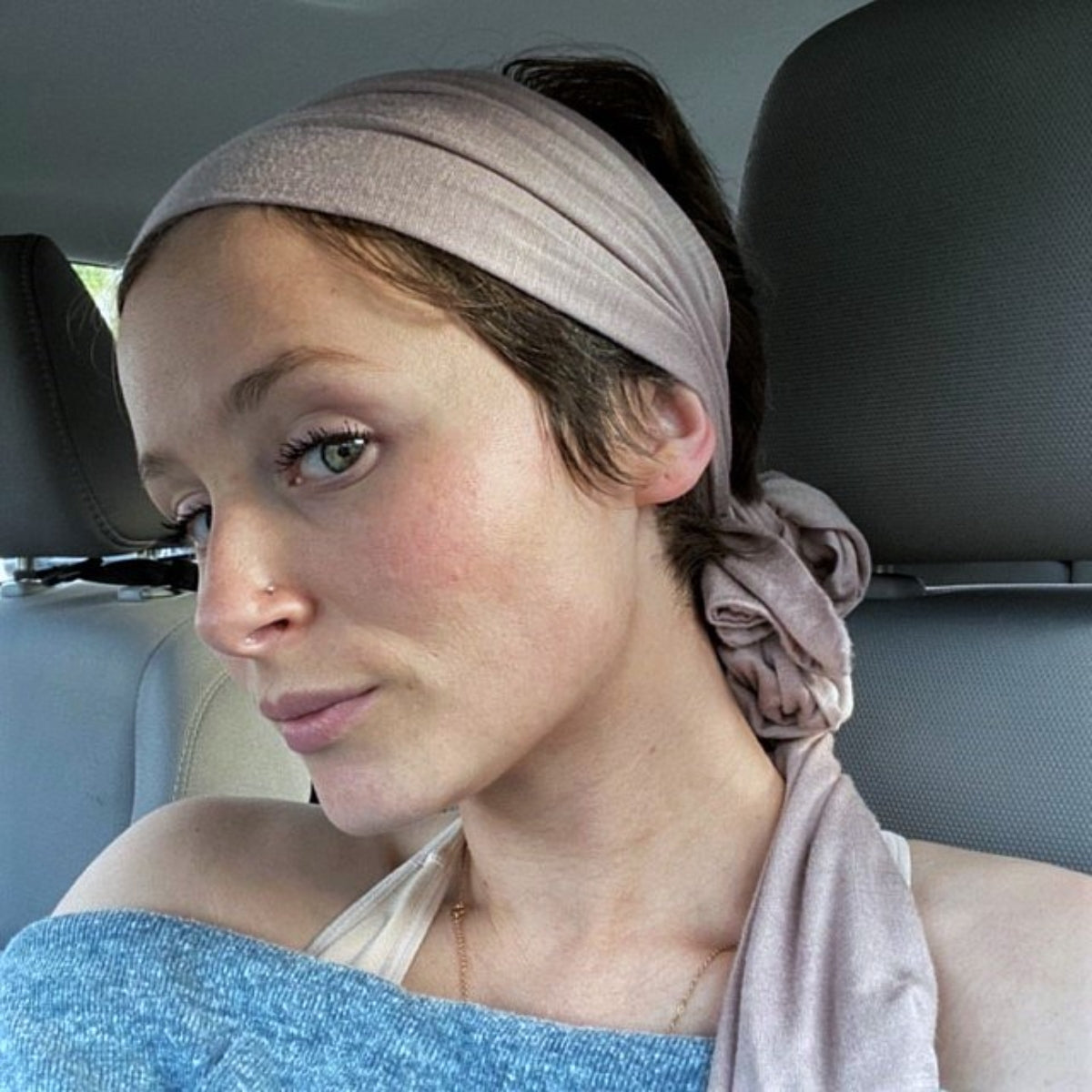 light taupe head scarf by ecoshag