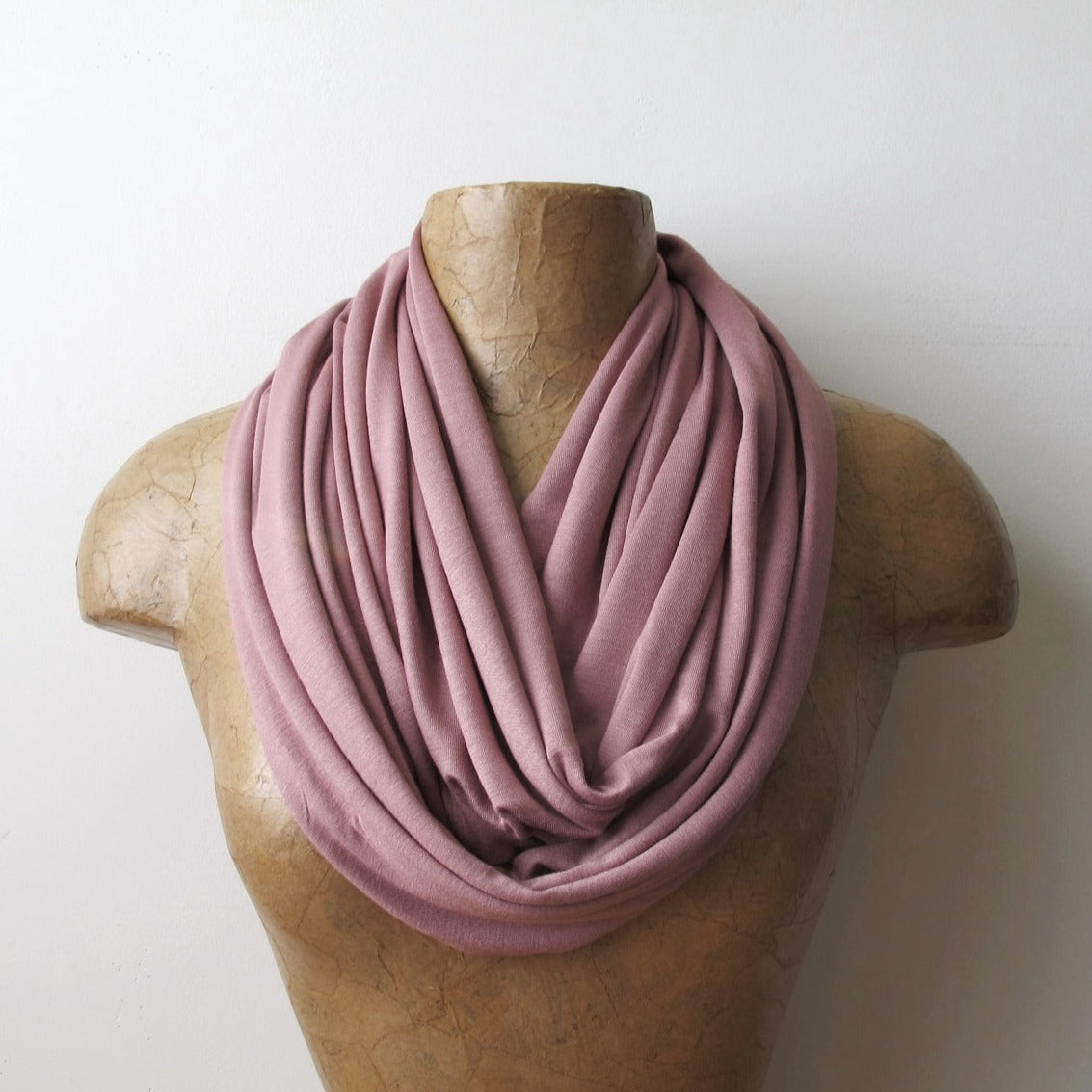 mauve pink infinity scarf by ecoshag