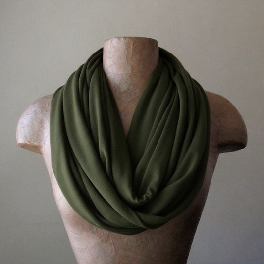 olive green infinity scarf by ecoshag