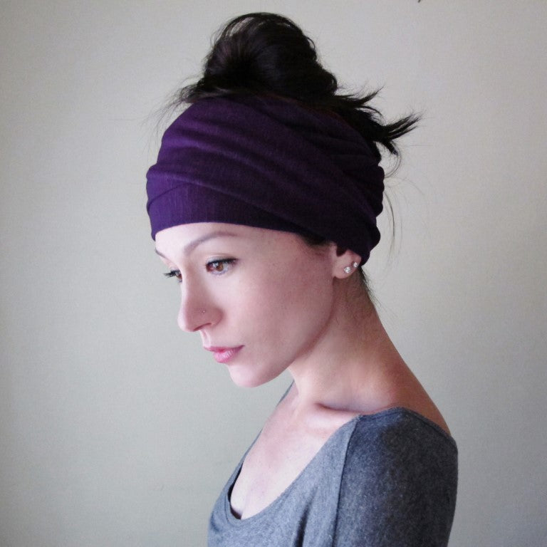 ecoshag eggplant purple boho head scarf for women
