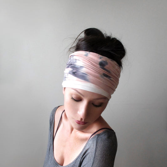 baby pink tie dye head scarf ecoshag