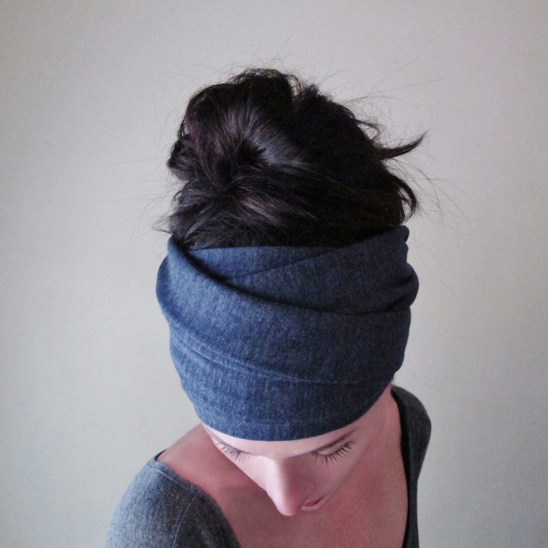 ecoshag denim blue headscarf for women
