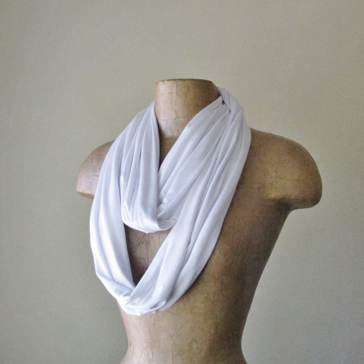 white ecoshag jersey knit infinity scarf for women