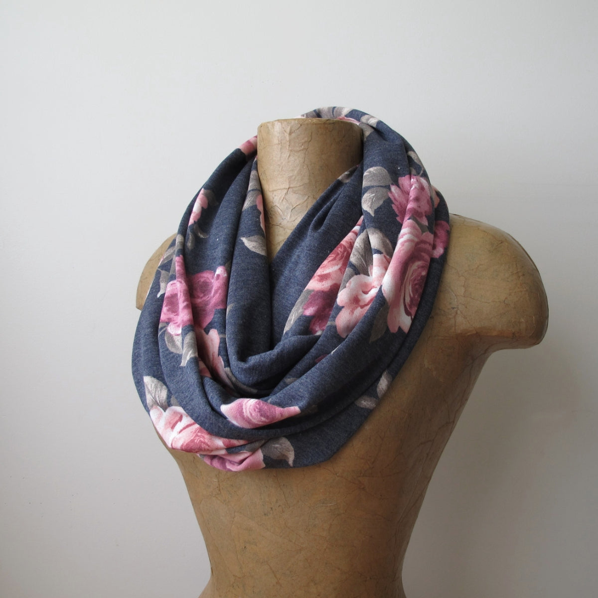GRAY FLORAL Infinity Scarf