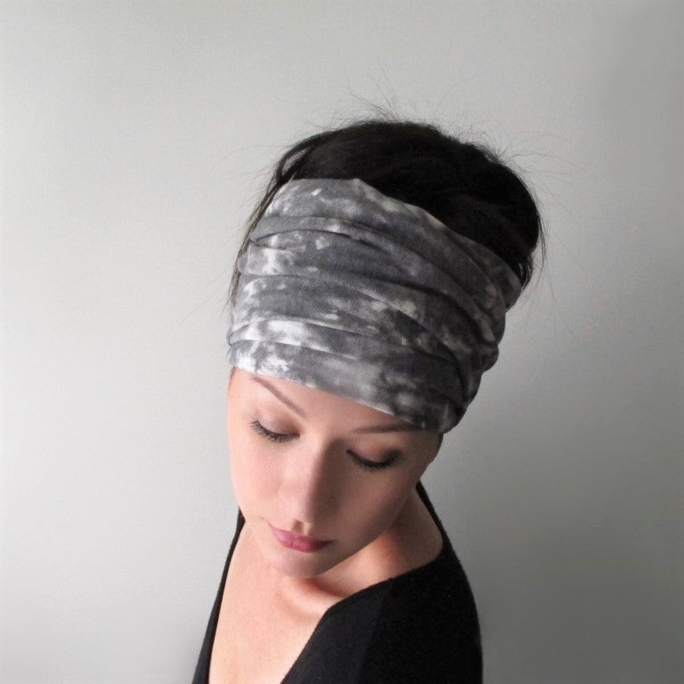 gray tie dye head scarf by ecoshag