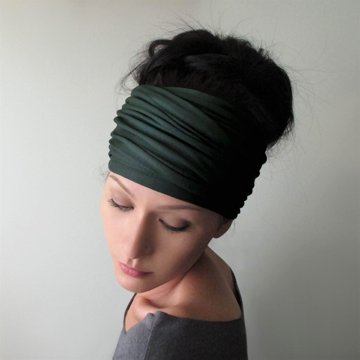 hunter green head scarf ecoshag