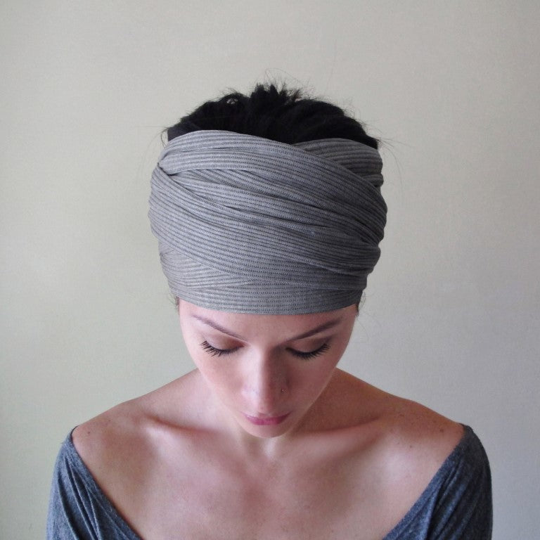 ecoshag light gray ribbed head scarf for women
