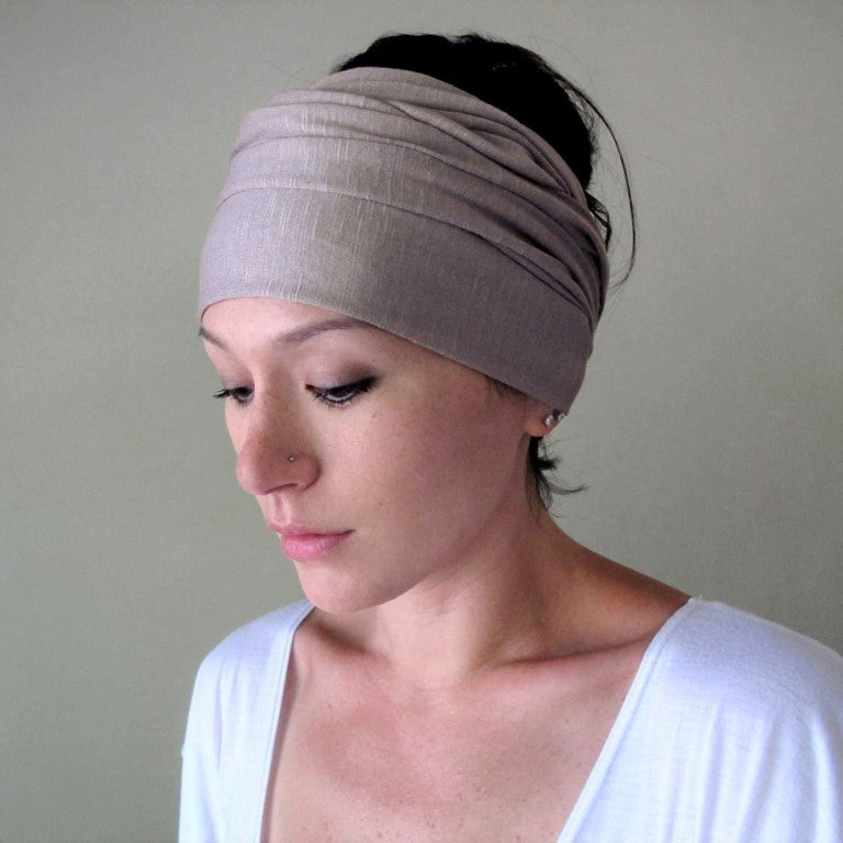 ecoshag mushroom greige boho head scarf for women