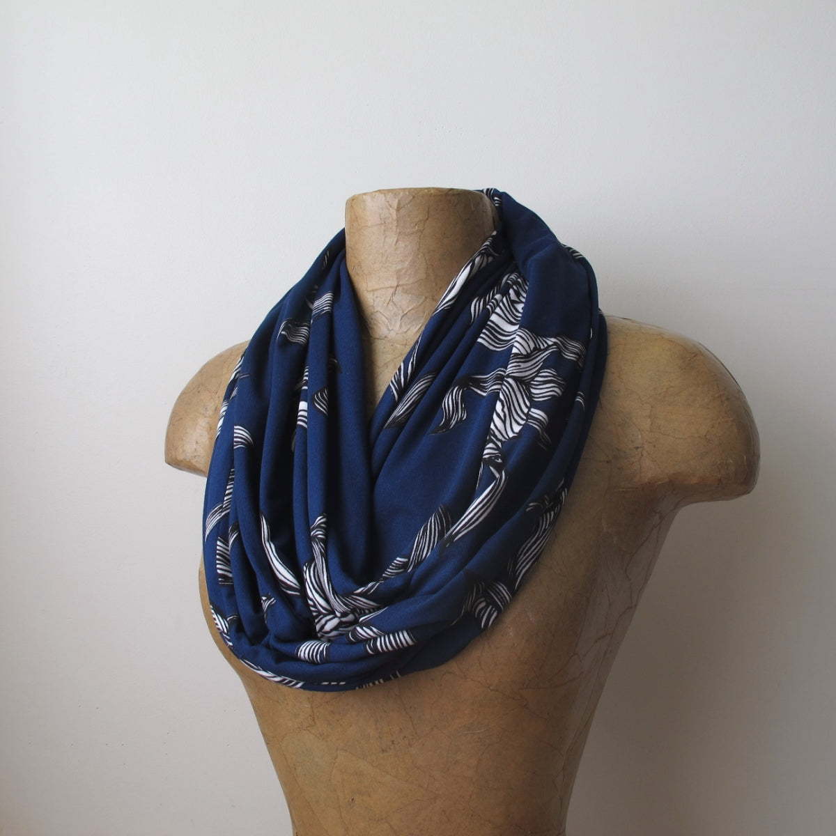navy blue floral scarf