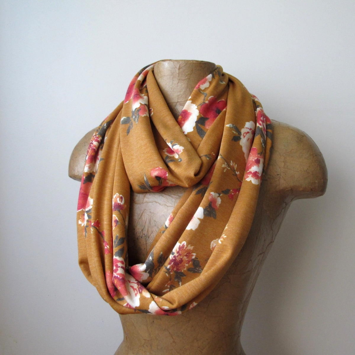ochre floral scarf ecoshag
