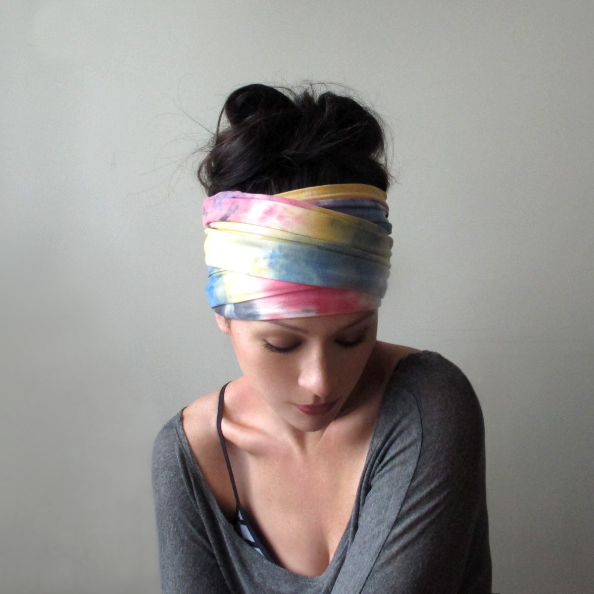 ecoshag rainbow tie dye head scarf