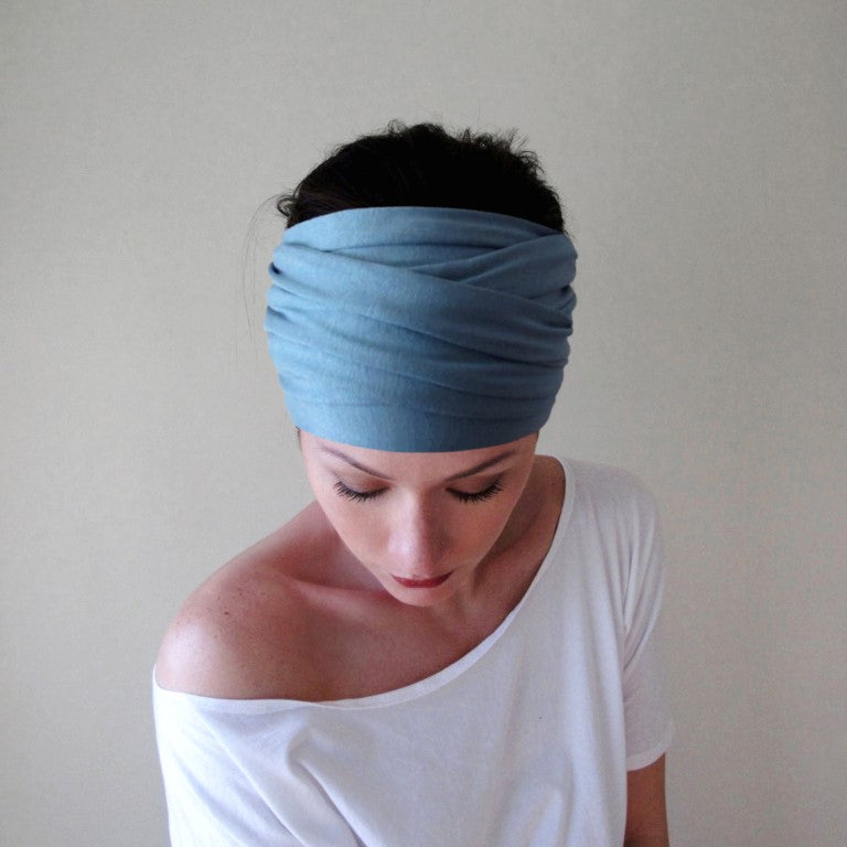 ecoshag sky blue boho head scarf for alopecia