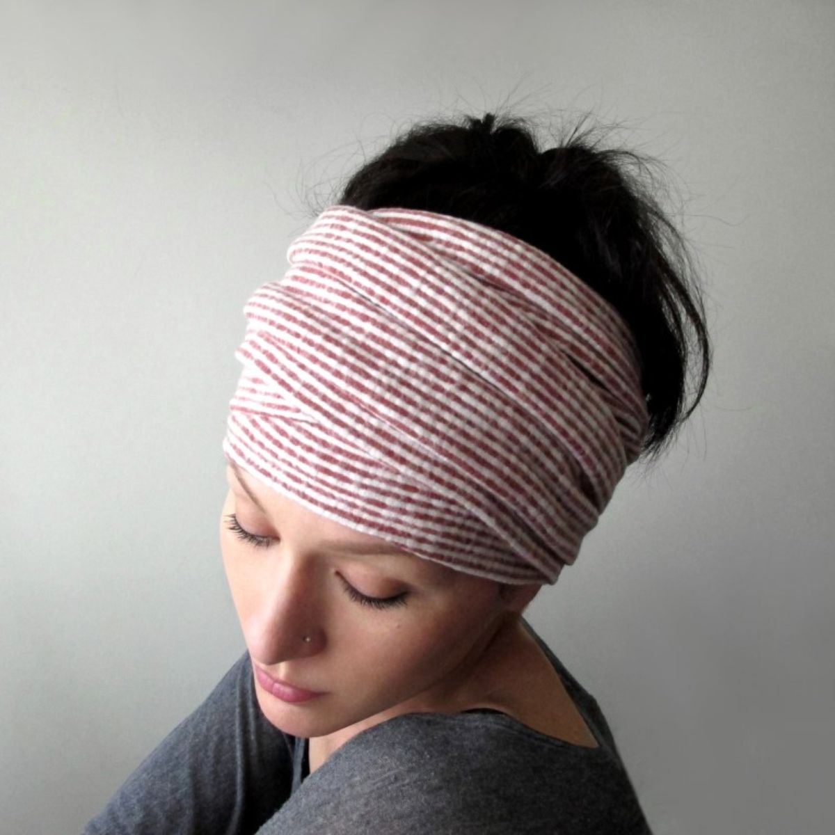 striped brushed fleece ecoshag head scarf